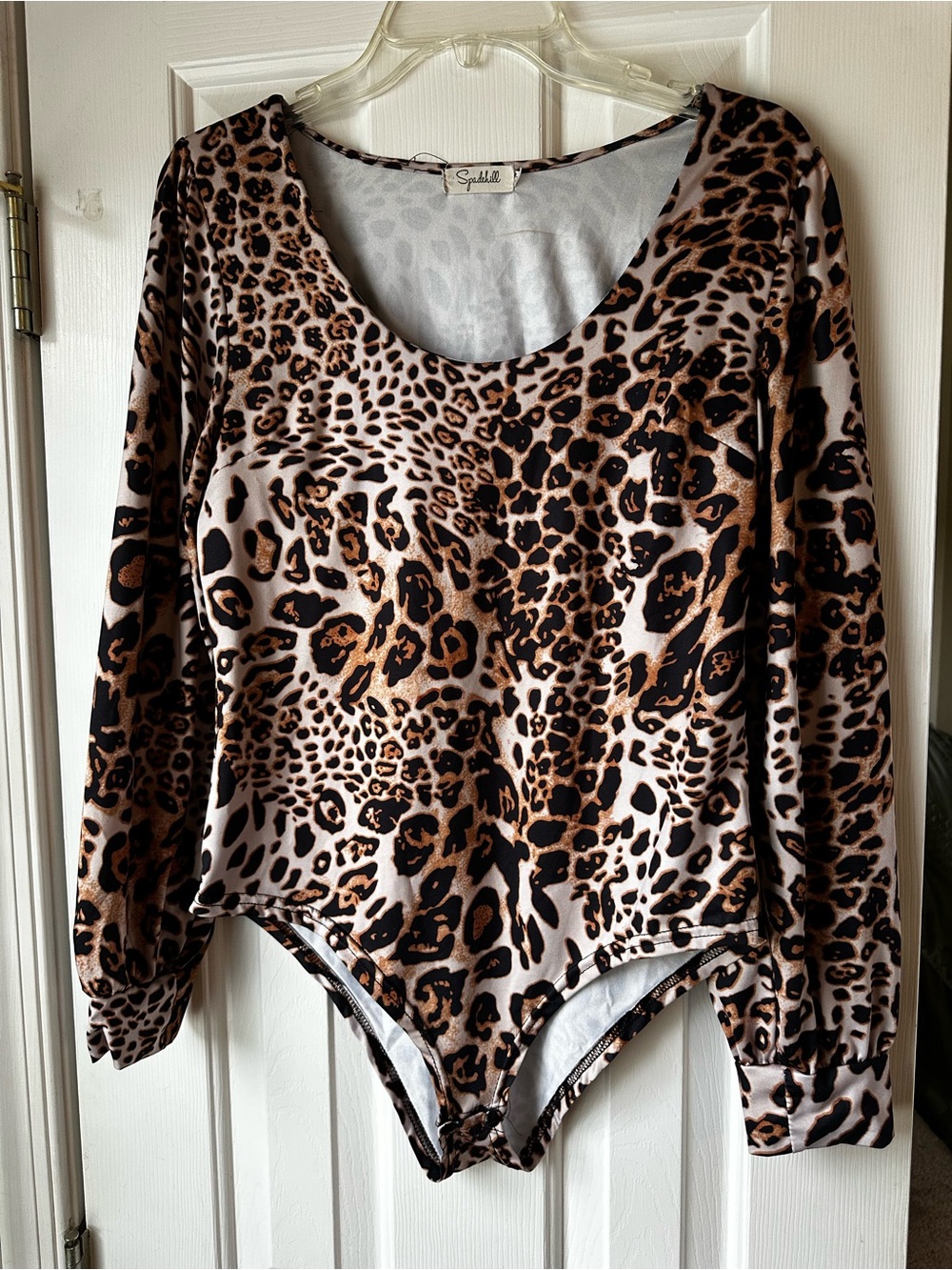 Leopard Print Long Sleeve Bodysuit - Brown/Black